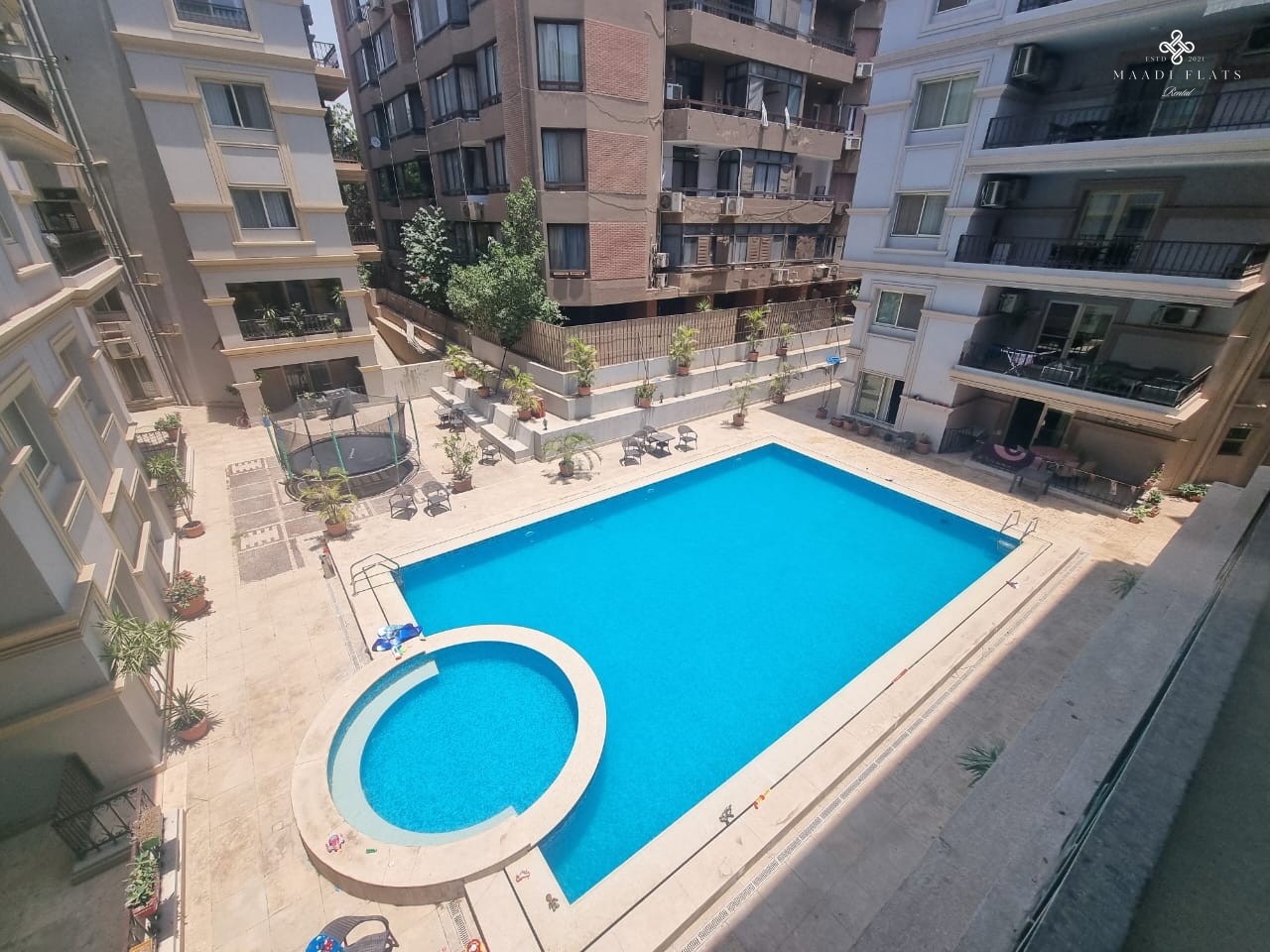 شقة مفروشة بالكامل بحمام سباحة مشترك للإيجار في سرايات المعادي القاهرة مصر-5093-gallery-23